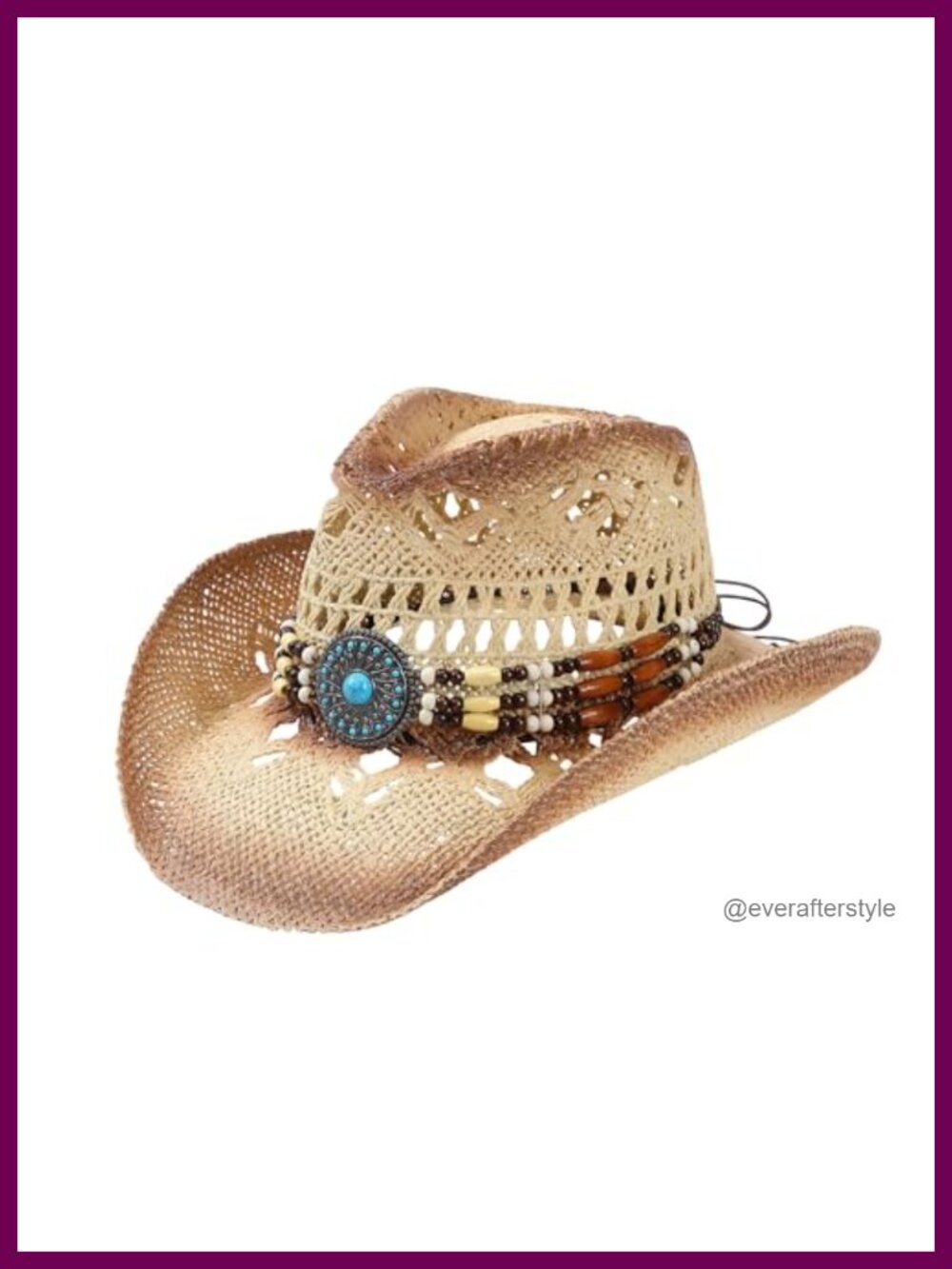 Straw Cowboy Hat Wide Brim Shapeable Adjustable Chin Strap Western